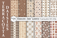 Terracotta Daisy Seamless Patterns, Boho Floral Neutral PNG Product Image 1