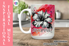 Inspirational Floral Mug Wraps, Artistic 15oz Mug Design Product Image 3