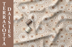 Terracotta Daisy Seamless Patterns, Boho Floral Neutral PNG Product Image 6