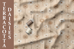 Terracotta Daisy Seamless Patterns, Boho Floral Neutral PNG Product Image 7