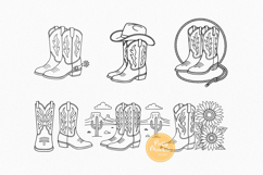 Cowboy Boots SVG Clipart Bundle | Cowgirl Boots &amp; Line Art Product Image 2