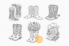 Cowboy Boots SVG Clipart Bundle | Cowgirl Boots &amp; Line Art Product Image 7