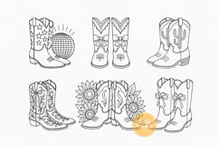 Cowboy Boots SVG Clipart Bundle | Cowgirl Boots &amp; Line Art Product Image 3