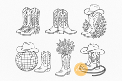 Cowboy Boots SVG Clipart Bundle | Cowgirl Boots &amp; Line Art Product Image 4