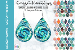 Boho Mandala Earrings Sublimation Bundle, Tie Dye Effect Des Product Image 1