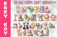 Cute Patchwork Baby Alphabet and Numbers, Baby Animals PNG Product Image 3