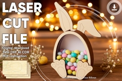 Bunny chocolate eggs box - laser cut file, Glowforge pattern Product Image 1