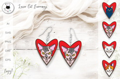 Heart Shaped Cat Earrings Laser Cut SVG Product Image 1
