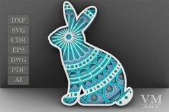 D10 - Layered Bunny SVG, 3D Bunny Mandala DXF, Easter Bunny Product Image 1