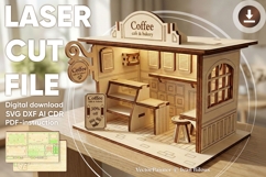 Coffee shop - laser cut file, Cafe Dollhouse, Glowforge svg Product Image 1
