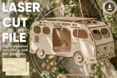 Camper Car Birdhouse - laser cut file, Glowforge pattern Product Image 1