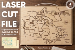 Canada Puzzle Map - laser cut file, SVG DXF laser engraved Product Image 1