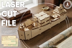 Cargo Ship - laser cut file, 3d puzzle plan Product Image 1