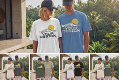 Tropical Summer Front Couple Tee Mockup Product Image 1