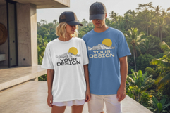 Tropical Summer Front Couple Tee Mockup Product Image 2