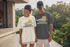 Tropical Summer Front Couple Tee Mockup Product Image 3