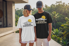 Tropical Summer Front Couple Tee Mockup Product Image 4