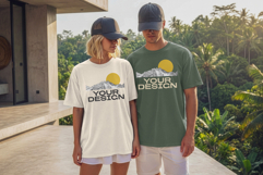 Tropical Summer Front Couple Tee Mockup Product Image 5