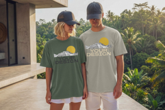 Tropical Summer Front Couple Tee Mockup Product Image 6