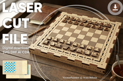 Chess and Checkers - laser cut file, Vector CNC pattern Product Image 1