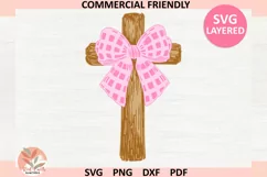 Cross with coquette bow Svg,Christian cross SVG,faith cross Product Image 1
