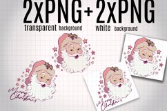 Merry Christmas Sublimation, Pink Vintage Santa PNG Design Product Image 2