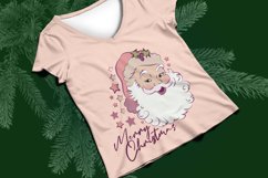 Merry Christmas Sublimation, Pink Vintage Santa PNG Design Product Image 3