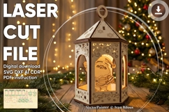 Christmas Lantern Ornament - Laser Cut File with Santa Claus Product Image 1