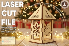 Christmas lantern lamp - laser cut file, Glowforge pattern Product Image 1