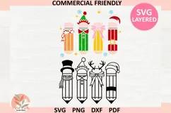 Christmas teacher svg, teacher Coquette pencil Christmas svg Product Image 2