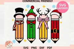 Christmas teacher svg, teacher Coquette pencil Christmas svg Product Image 1