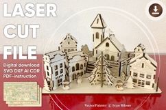 Christmas town - laser cut file, Glowforge pattern SVG DXF Product Image 1
