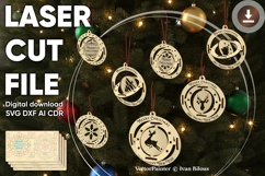 Christmas Ornaments - laser cut file, SVG DXF digital plan Product Image 1