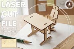PC chair and table dollhouse furniture - laser cut file Product Image 1