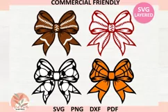 Retro sport ball coquette Bow Svg, Fall Coquette Bow svg Product Image 1