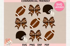 Retro Football coquette Bow Svg, Fall Coquette Bow SVG,sport Product Image 1