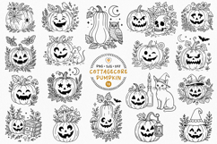 Cottagecore Halloween Pumpkin SVG Bundle, Jack O Lantern Product Image 1