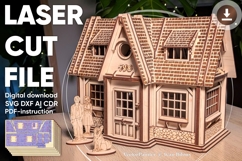 Dollhouse Laser Cut File Country House DIY Plywood Project Product Image 1