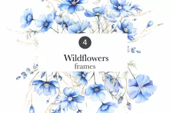 Watercolor Blue Bouquets Clipart: Delicate Floral Frames Product Image 1