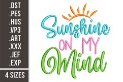 Sunshine On My Mind | Embroidery Design Product Image 1