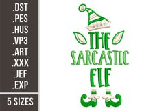 The Sarcastic Elf | Embroidery Design Product Image 1