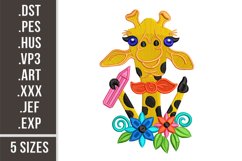 School Giraffe | Embroidery Design Product Image 1