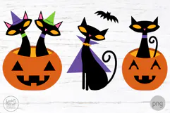 Halloween Cats for Libbey Glass Can, Spooky Pets Png Wrap Product Image 2