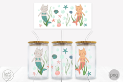 Cat Mermaids Libby Glass Can Wrap, Ocean Purrmaids Png Product Image 1