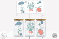 Ocean Animals for Libbey Glass Can, Sea Life Png Can Wrap Product Image 1