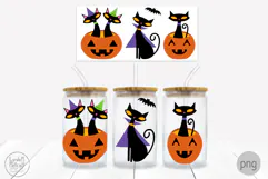 Halloween Cats for Libbey Glass Can, Spooky Pets Png Wrap Product Image 1