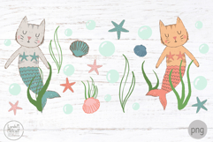 Cat Mermaids Libby Glass Can Wrap, Ocean Purrmaids Png Product Image 2