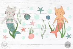 Cat Mermaids Libbey Glass Can Wrap, Ocean Purrmaids Png Product Image 2