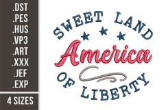 America Sweet Land of Liberty | Embroidery Design Product Image 1