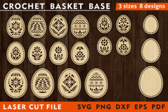 Set of egg-shaped crochet basket bases, laser cut files Product Image 1